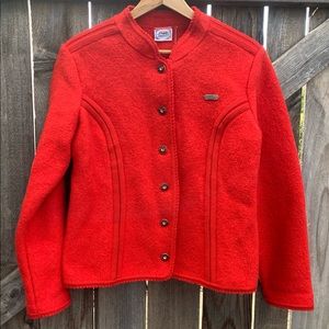 Vintage Wool Bright Red Cardigan Sweater